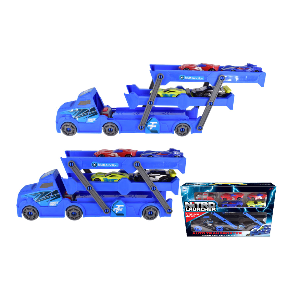 Car Transporter Launcher Playset - 5 Cars, Assorted Colours and Designs