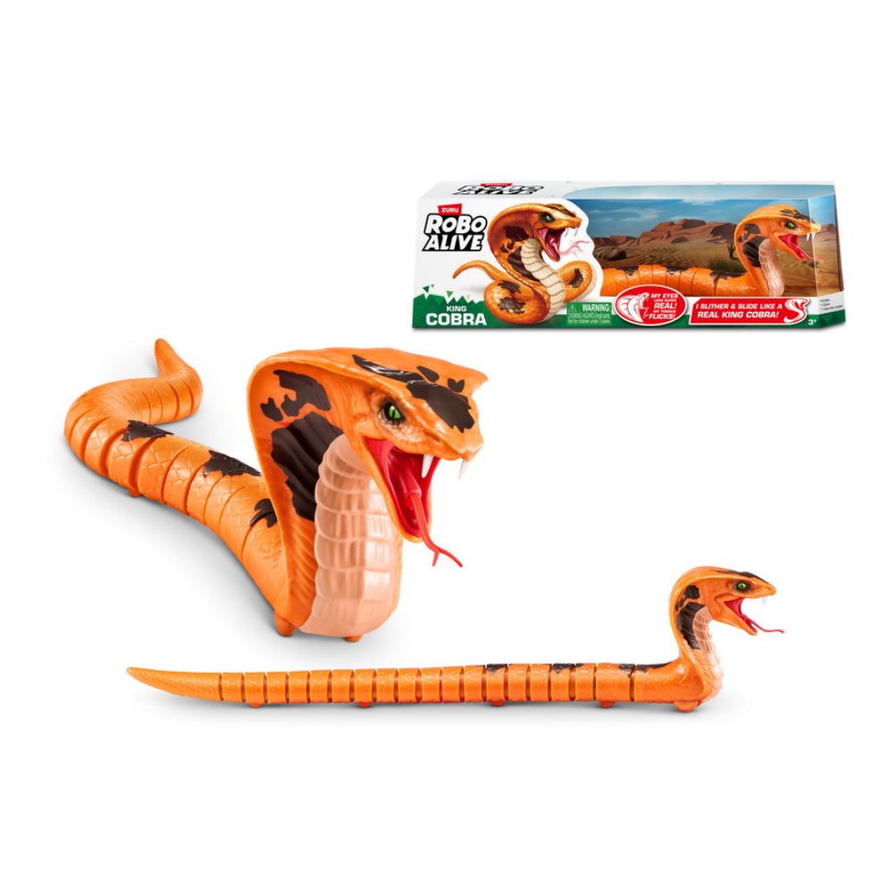 Robo Alive King Cobra Interactive Snake Toy - Orange, Lifelike Motion