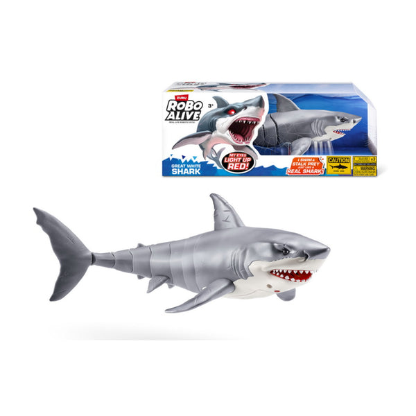Robo Alive Water Activated Large Shark Toy - Glowing Red Eyes, Ages 3+