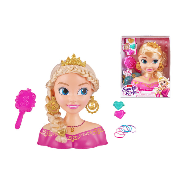 Sparkle Girlz Princess Styling Head Toy - 14 Pieces, Ages 3+