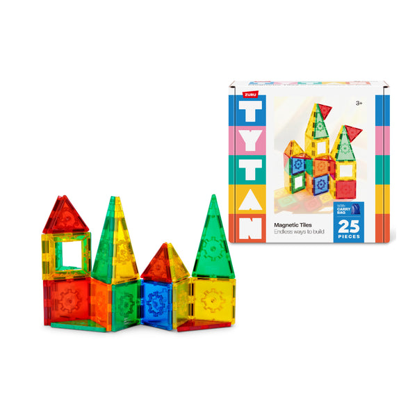Tytan Magnetic Tiles Construction Playset - 25 Pieces, Assorted Colours