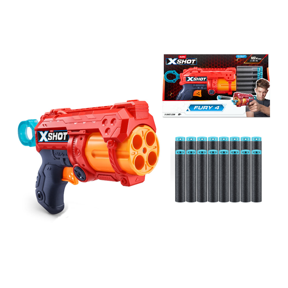 X-Shot Fury 4 Foam Dart Blaster - 16 Darts, Fires up to 30 m