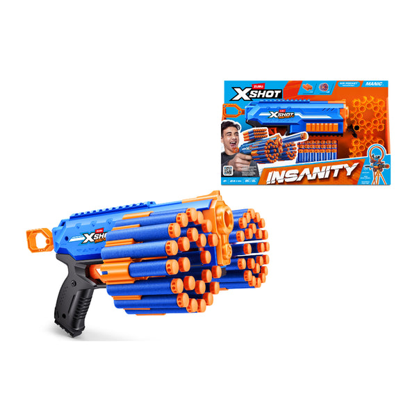 X-Shot Insanity Manic Dart Blaster - 24 Darts, Fires up to 30 m