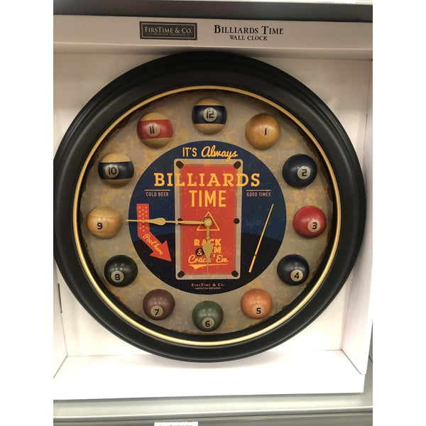Billiards Black Clock - Wall Clock - 45cm