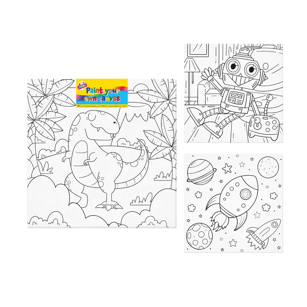 Paint Your Own Canvas Art Activity - Assorted Dinosaur, Robot and Space Designs