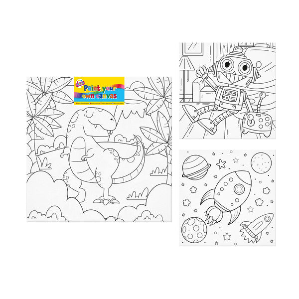 Paint Your Own Canvas Art Activity - Assorted Dinosaur, Robot and Space Designs