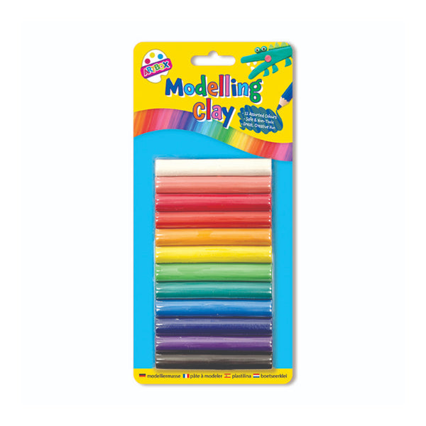 12 Piece Modelling Clay Set - Assorted Colours, Soft and Non-Toxic