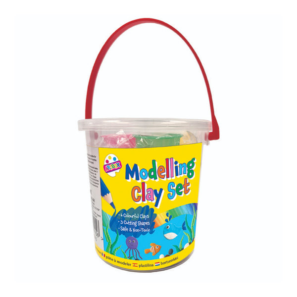 9 Piece Modelling Clay Tub Craft Set - Assorted Colours, 3 Cutters