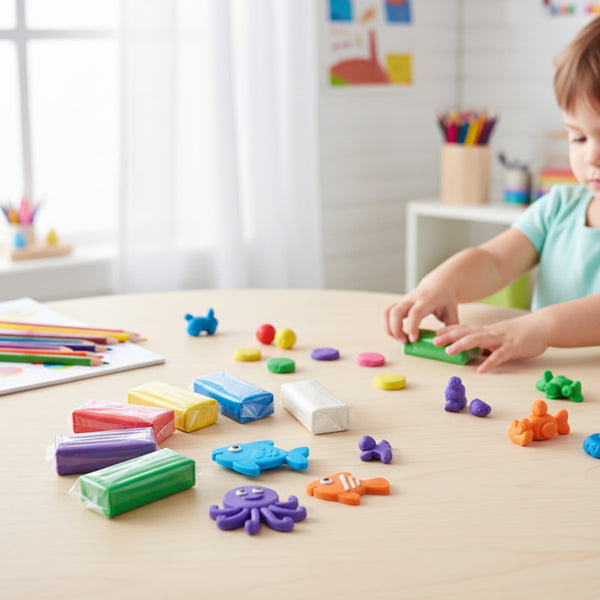 9 Piece Modelling Clay Tub Craft Set - Assorted Colours, 3 Cutters