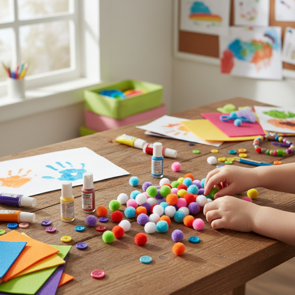 Artbox Coloured Pom Poms Craft Set - Pack of 200, Assorted Colours