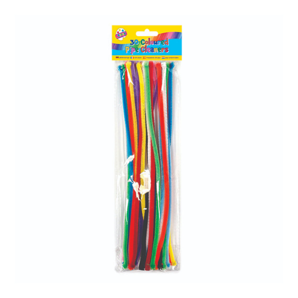Coloured Pipe Cleaners Craft Stems - Pack of 30, Assorted Colours