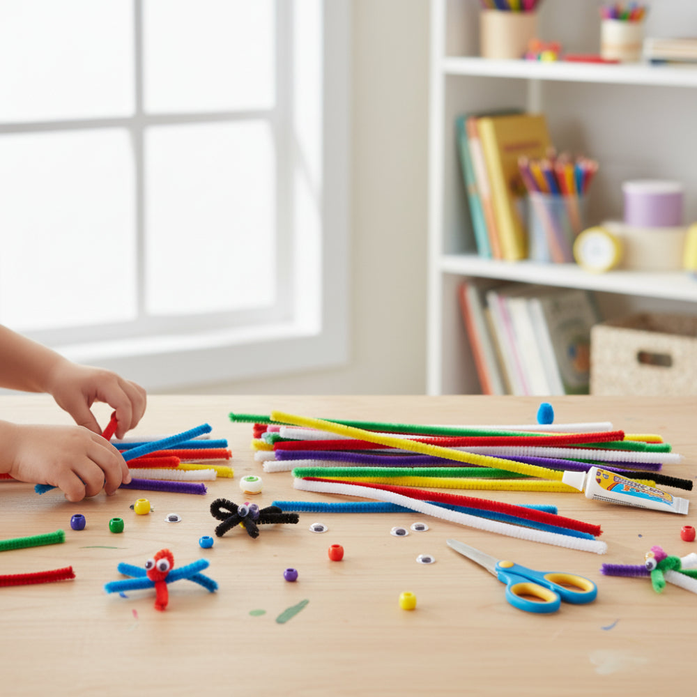 Coloured Pipe Cleaners Craft Stems - Pack of 30, Assorted Colours