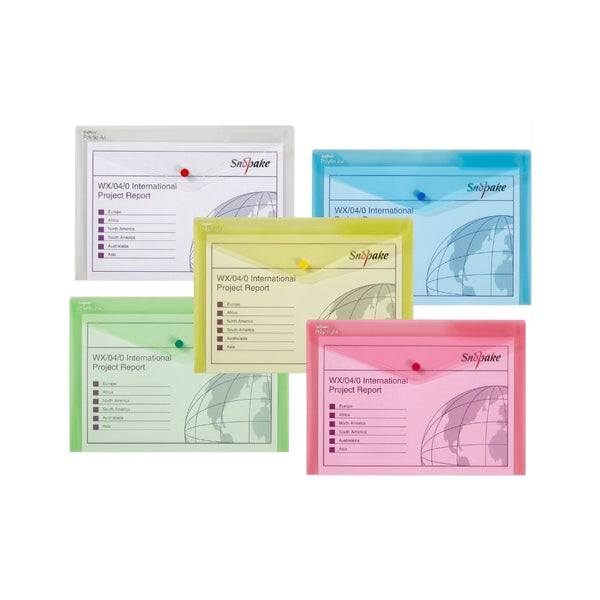 Classic A4 Assorted Polyfile Document Wallet | Button Closure, 150 Sheets