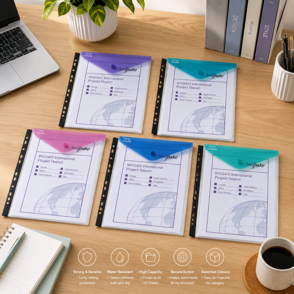 A4 Polyfile Ring Binder Wallet | Assorted Colours, Holds 150 Sheets