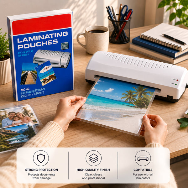 Clear Glossy A3 Laminating Pouches | 150 Micron, Pack of 100