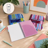 Pukka A4 Striped Project Book | 250 Pages, 5 Tabs, Assorted Colours