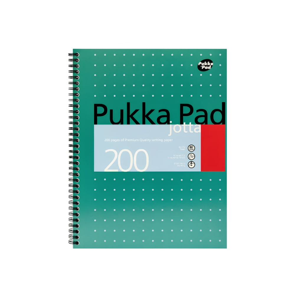 Pukka Metallic Jotta A4 Lined Notebook | 200 Pages, 80gsm, Teal Cover