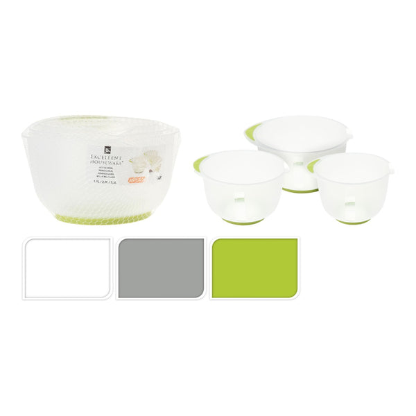 Nesting Mixing Bowl Set with Lids | 3 Pieces, 1.5L-2.5L, Assorted Colours