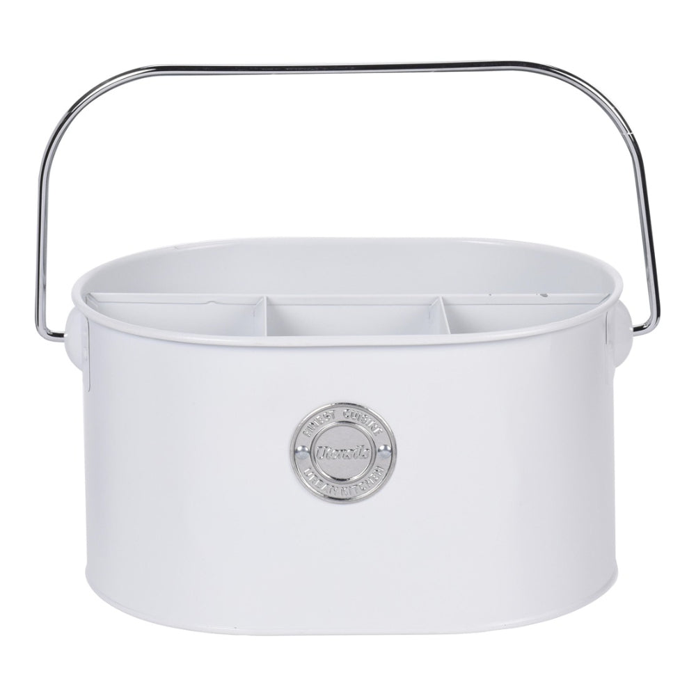 Metal Divided Cutlery Holder Caddy | Assorted Colours, Carry Handle