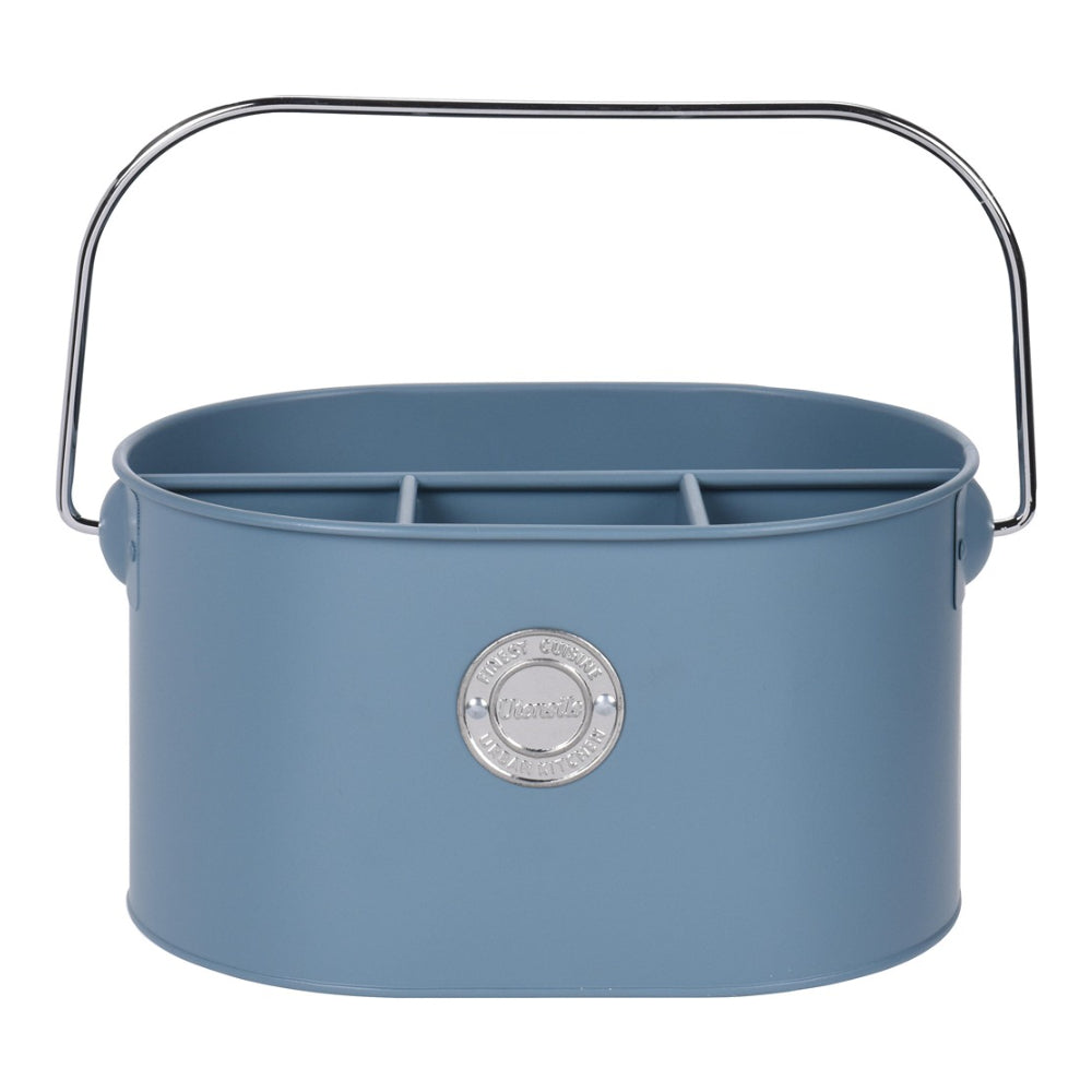 Metal Divided Cutlery Holder Caddy | Assorted Colours, Carry Handle