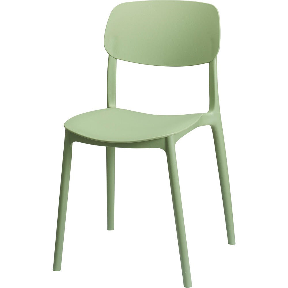 Light Green Stackable Dining Chair | Sage Finish, Armless Design