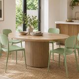 Light Green Stackable Dining Chair | Sage Finish, Armless Design