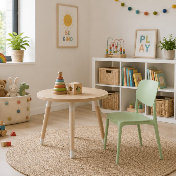Light Green Stackable Dining Chair | Sage Finish, Armless Design