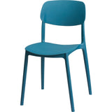 Modern Teal Stackable Dining Chair | Armless, Rounded Backrest