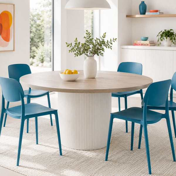 Modern Teal Stackable Dining Chair | Armless, Rounded Backrest
