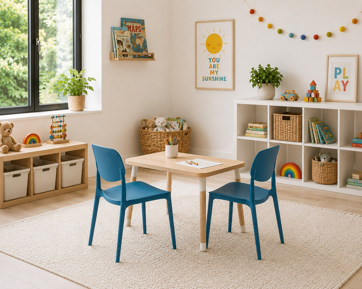 Modern Teal Stackable Dining Chair | Armless, Rounded Backrest