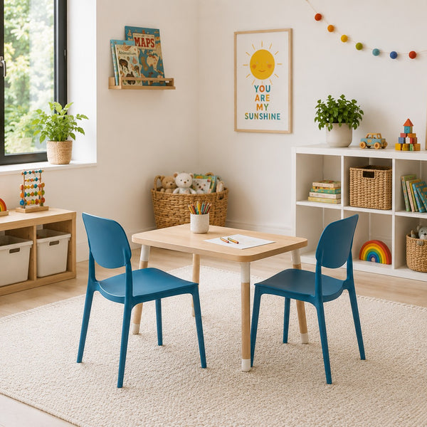 Modern Teal Stackable Dining Chair | Armless, Rounded Backrest