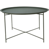 Dark Green Round Metal Tray Side Table | 75 x 42cm, Raised Rim