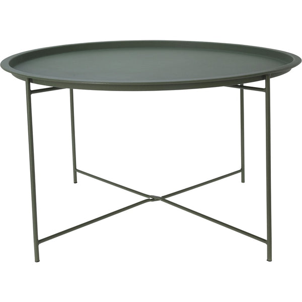 Dark Green Round Metal Tray Side Table | 75 x 42cm, Raised Rim