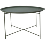 Dark Green Round Metal Tray Side Table | 75x42cm, Raised Rim