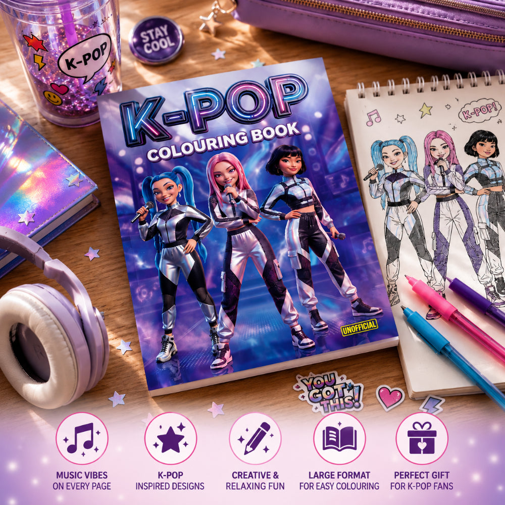 K-Pop Inspired Music and Fashion Colouring Book | Large-Format Pages