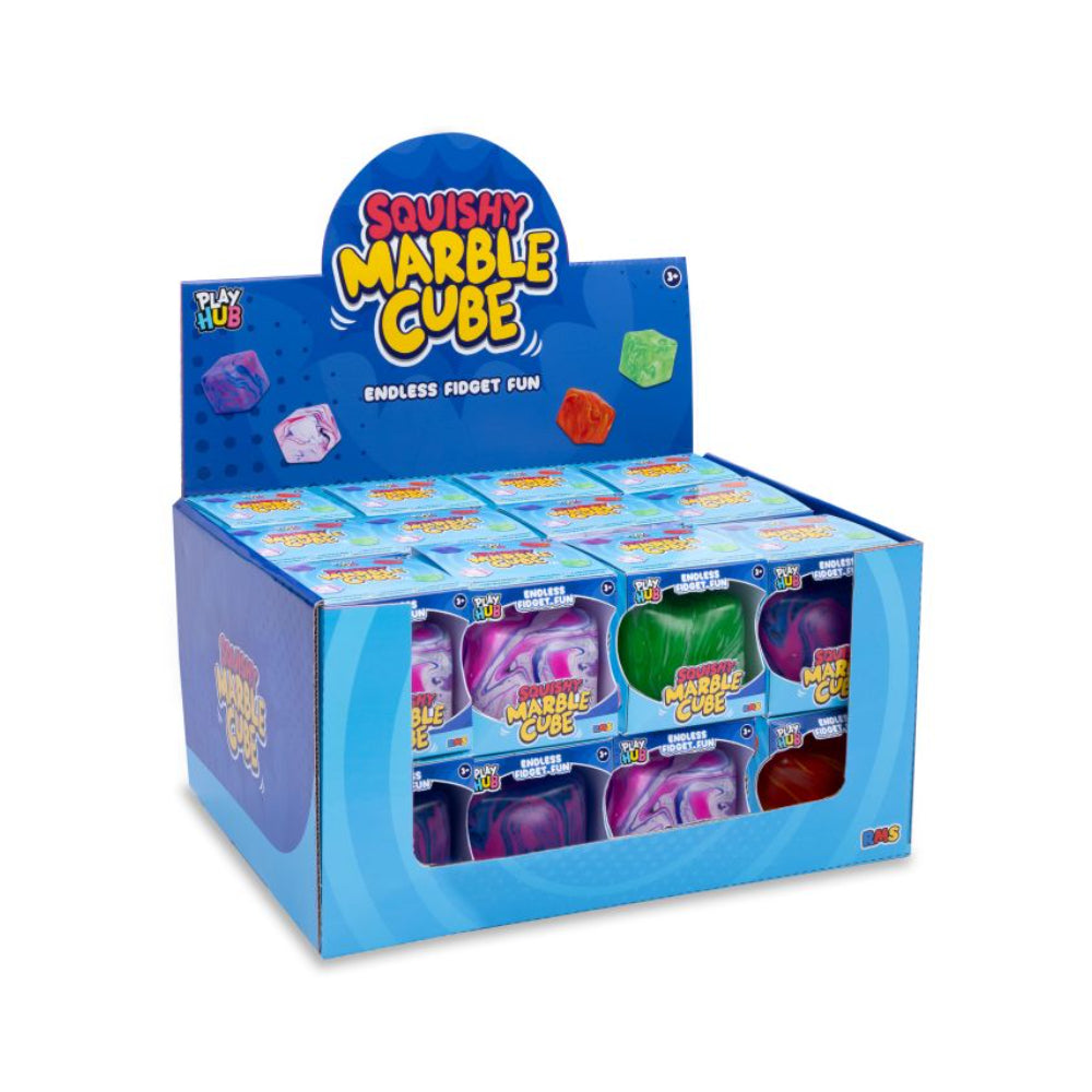 Squish Marble Cube Sensory Fidget Toy - Assorted Colours, Ages 3+