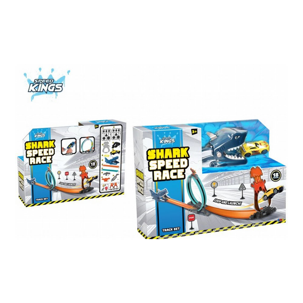 Shark Speed Race Track Toy - 18 Pieces, Loop Launch, Ages 3+