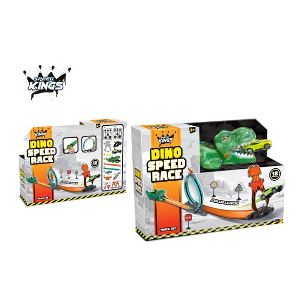 Dinosaur Speed Race Track Toy - 18 Pieces, Launch-and-Loop with Car