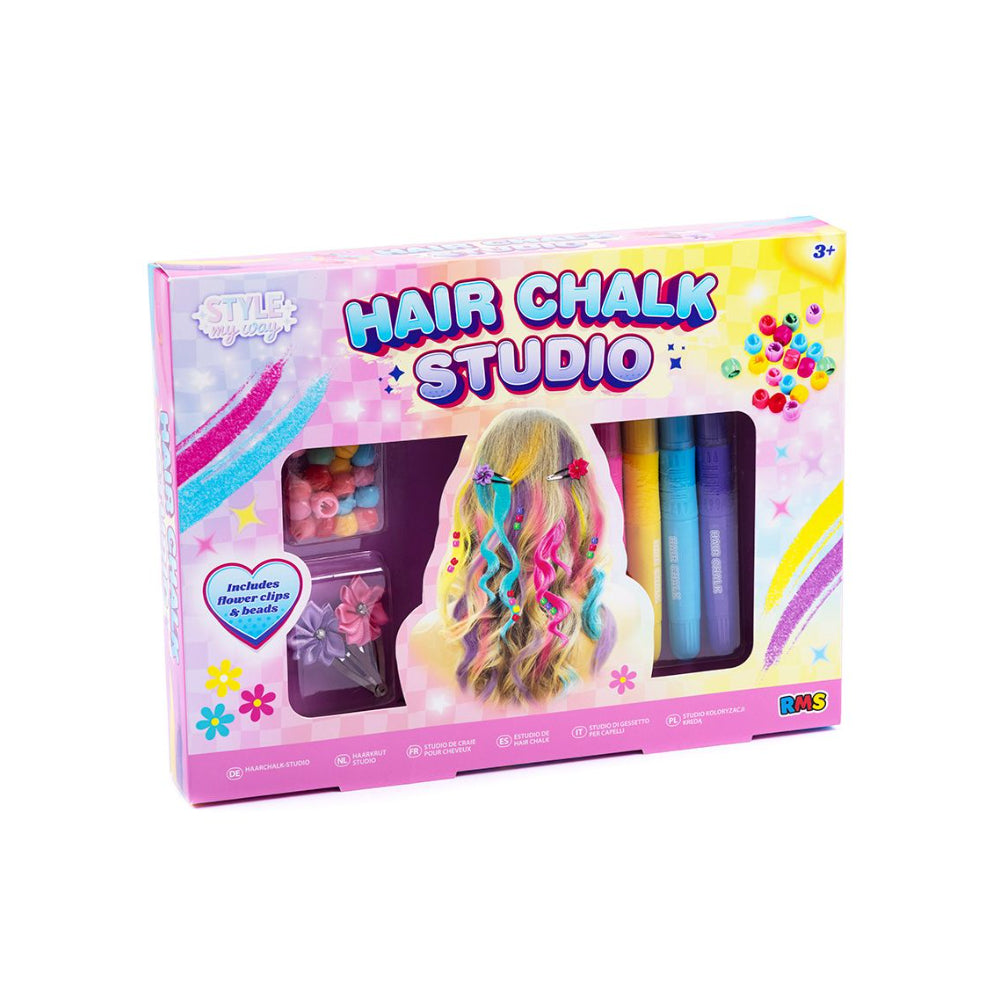 Children's Hair Chalk Studio Styling Kit - Assorted Colours, Clips and Beads