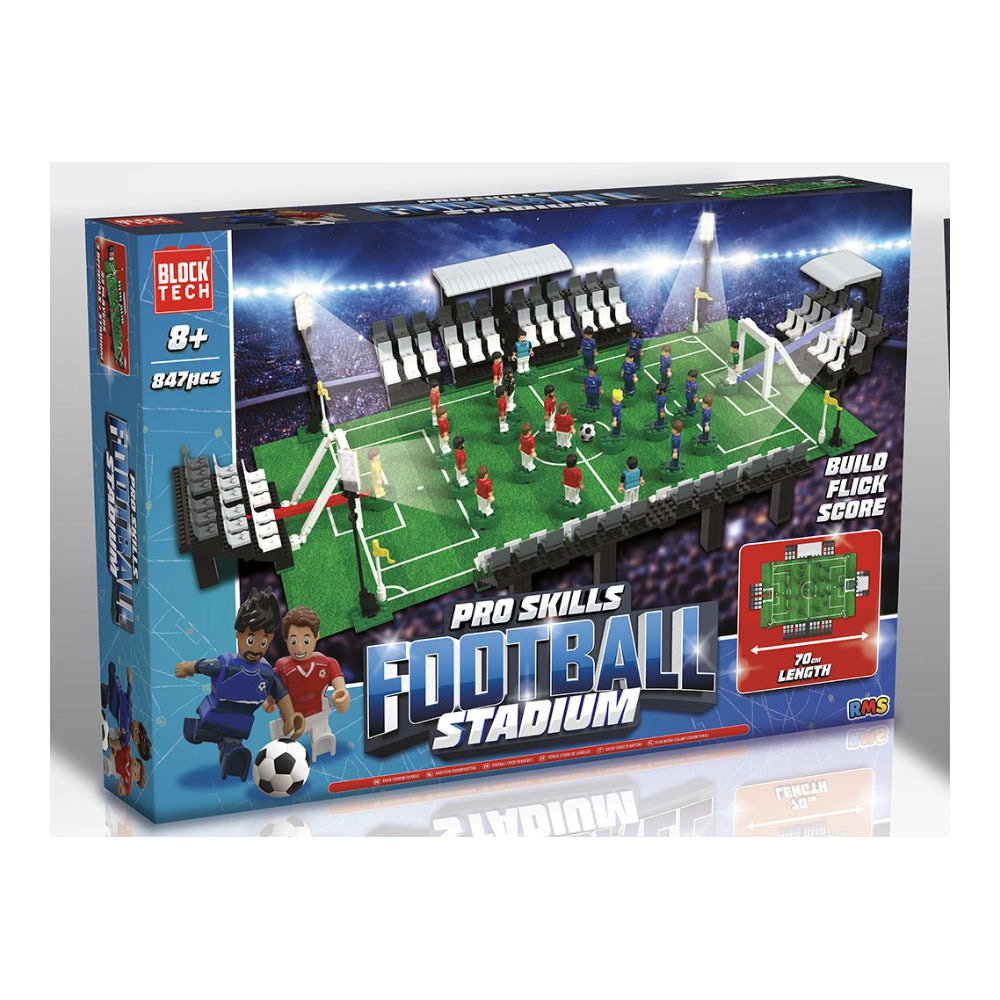 Block Tech Football Stadium Building Playset - 847 Pieces, 70cm, Ages 8+