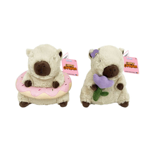 Assorted Capybara Plush Toy - 20cm, Flower and Donut Designs