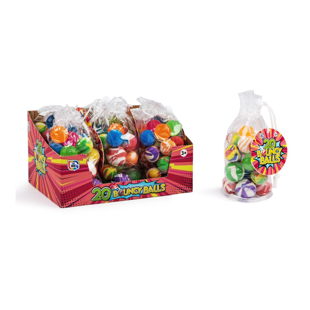 Bouncy Balls Toy Set - Pack of 20, Assorted Colours and Designs