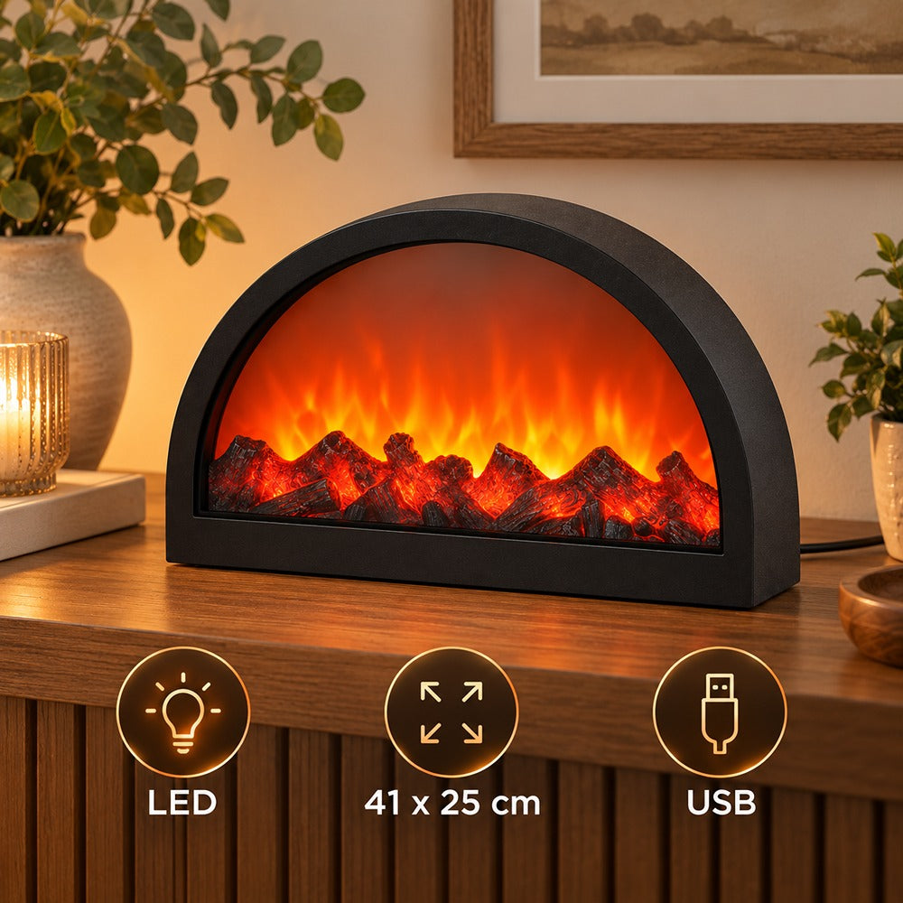 Home Living Fireplace LED Lamp | USB Powered 41x25cm