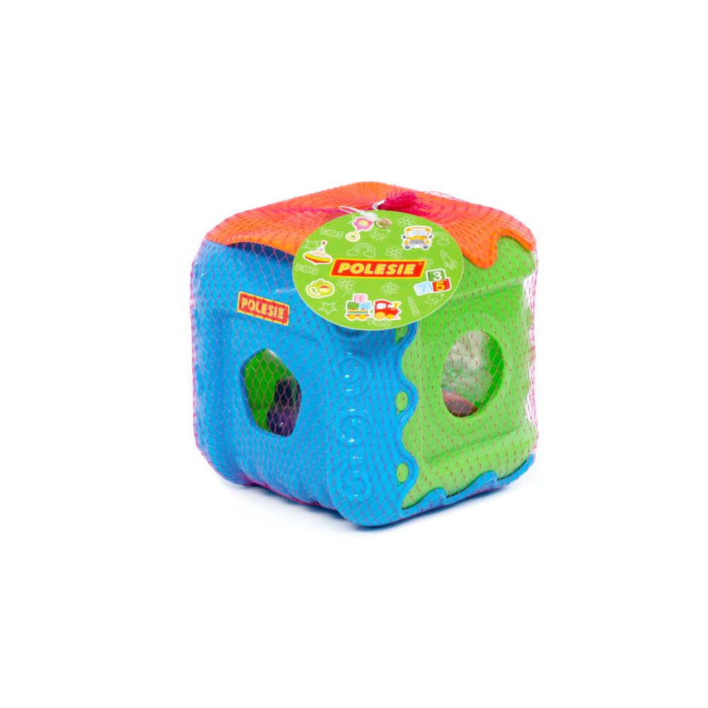 Polesie Multi-Activity Shape Sorting Cube Toy - Colour and Time Learning