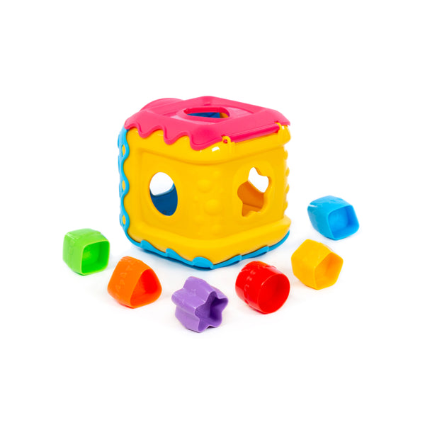 Polesie Multi-Activity Shape Sorting Cube Toy - Colour and Time Learning