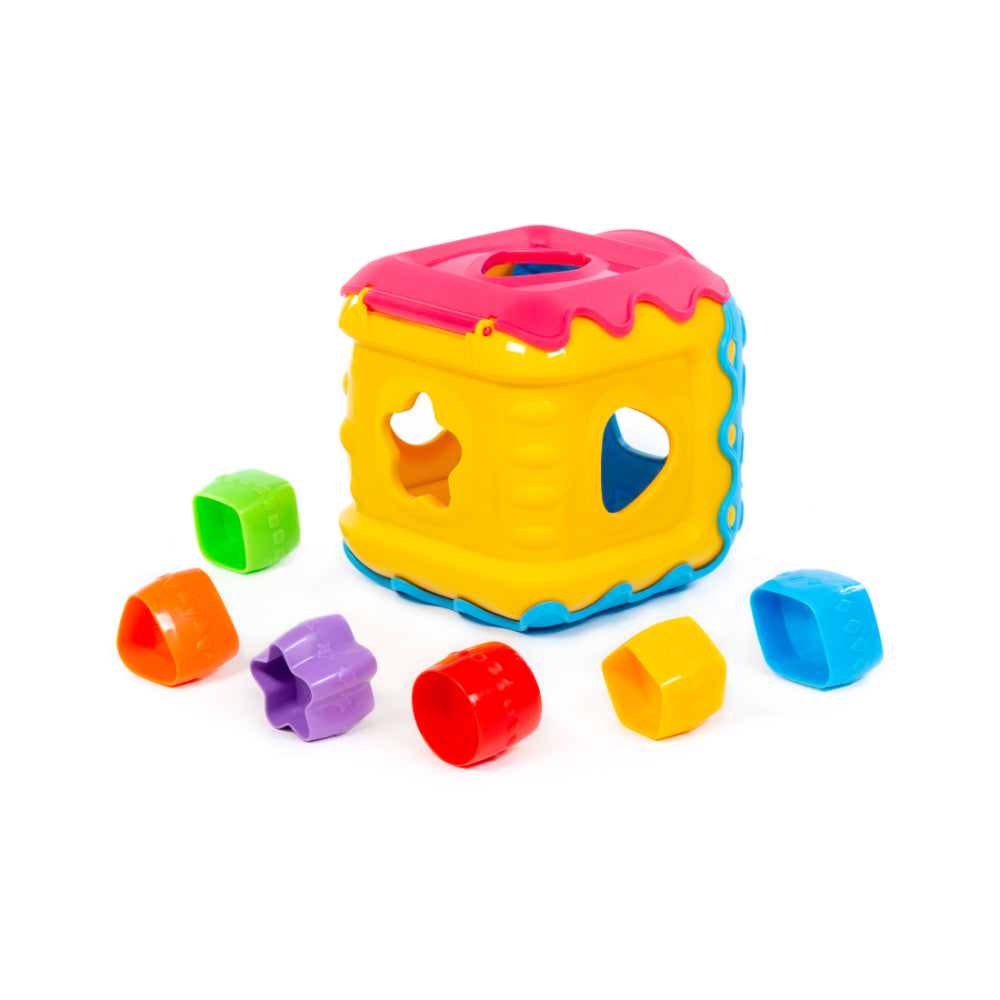Polesie Multi-Activity Shape Sorting Cube Toy - Colour and Time Learning