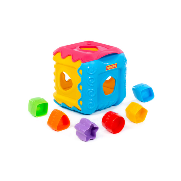 Polesie Multi-Activity Shape Sorting Cube Toy - Colour and Time Learning