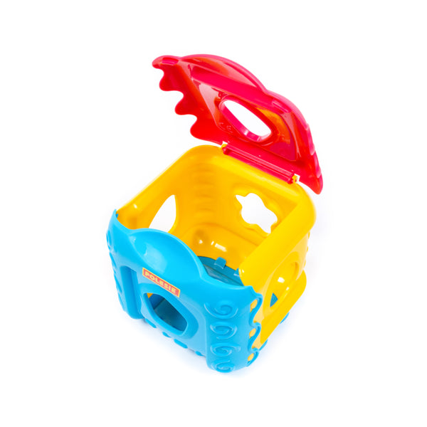 Polesie Multi-Activity Shape Sorting Cube Toy - Colour and Time Learning