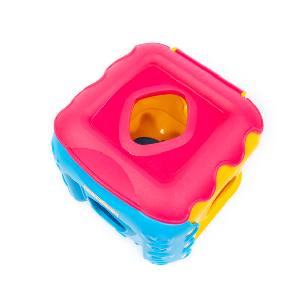 Polesie Multi-Activity Shape Sorting Cube Toy - Colour and Time Learning