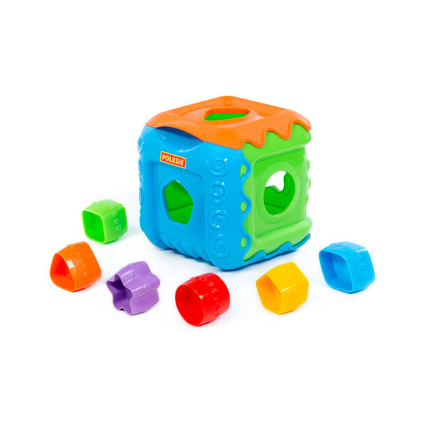 Polesie Multi-Activity Shape Sorting Cube Toy - Colour and Time Learning